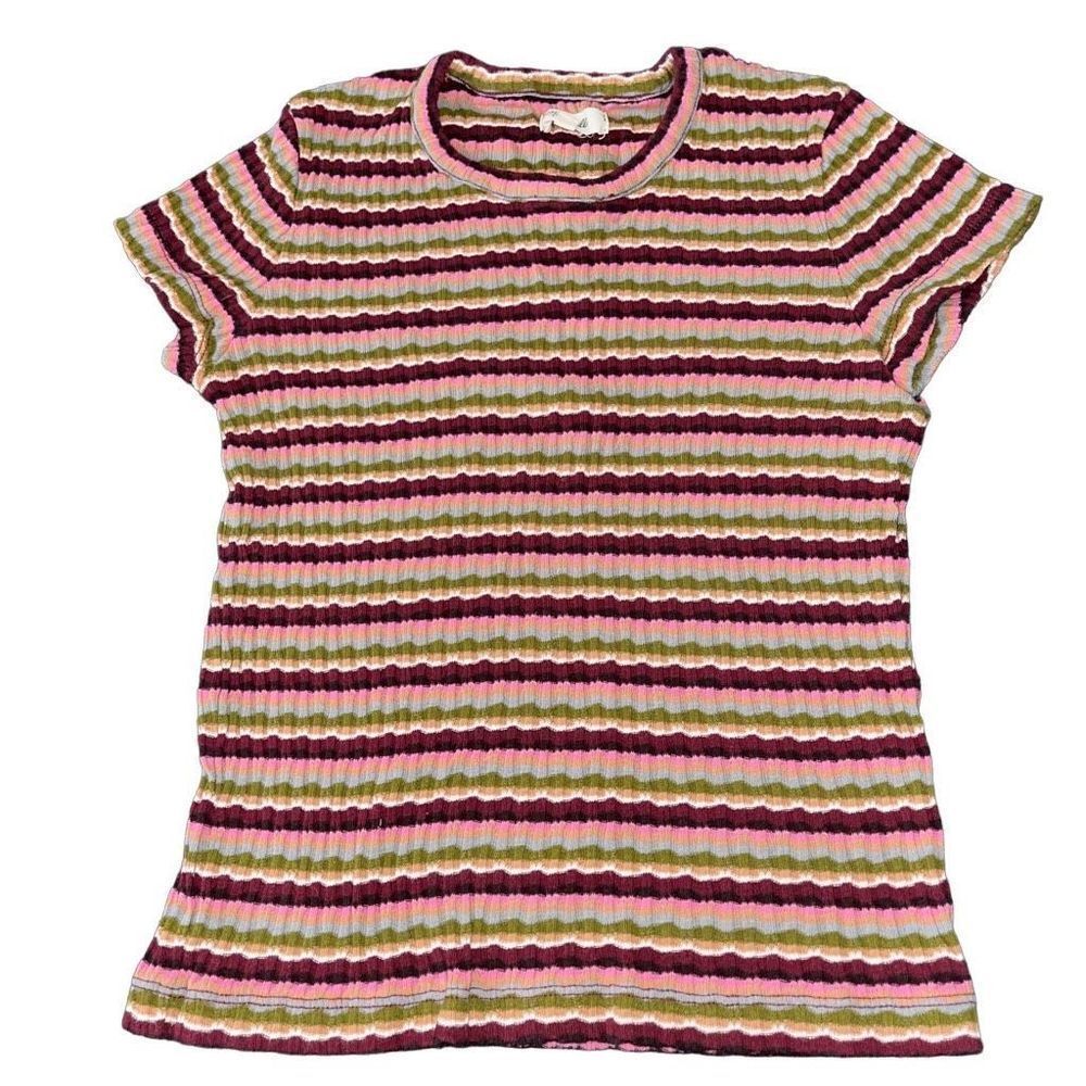 Madewell Striped Ribbed Short Sleeve Top XS